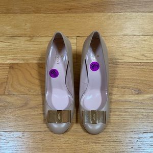 Kate Spade Gold Bow Wedge Heels